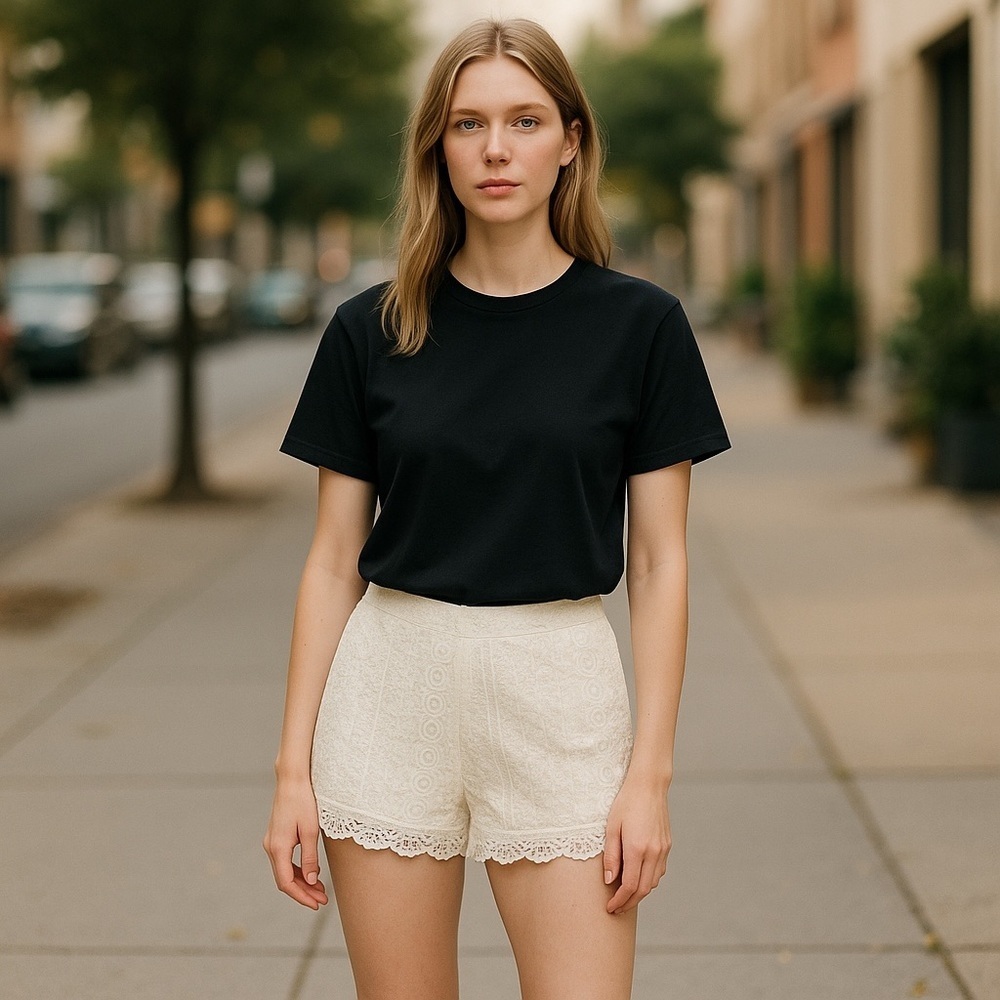 White Embroidered Lined Shorts - Picture 10 of 10